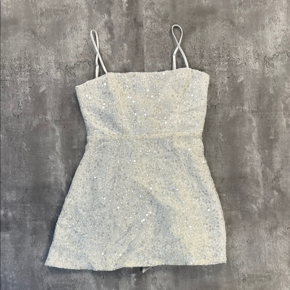 Kilah Bow Lace Sequin Mini Dress